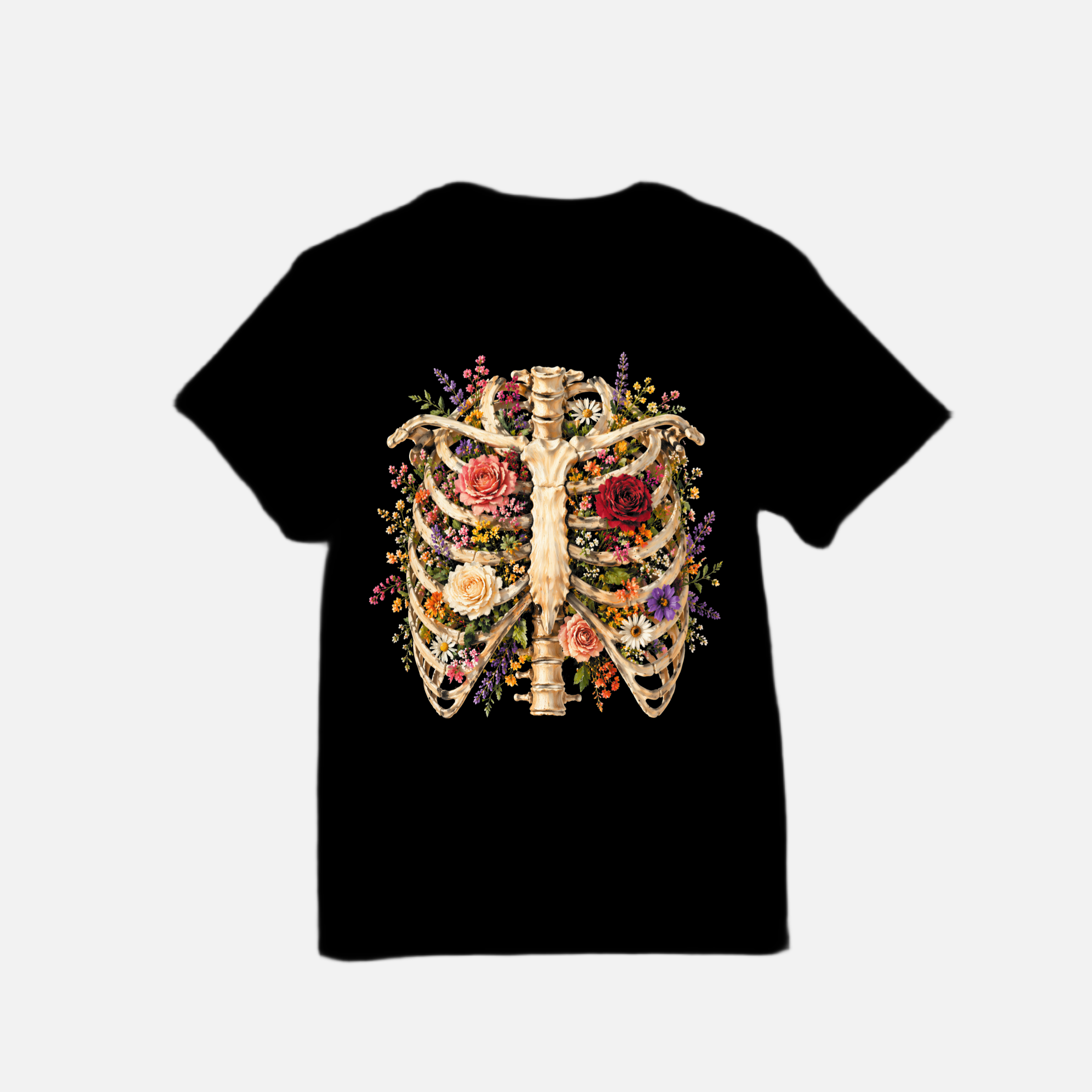 Bloom Through the Broken Tee – Floral Ribcage Graphic Shirt