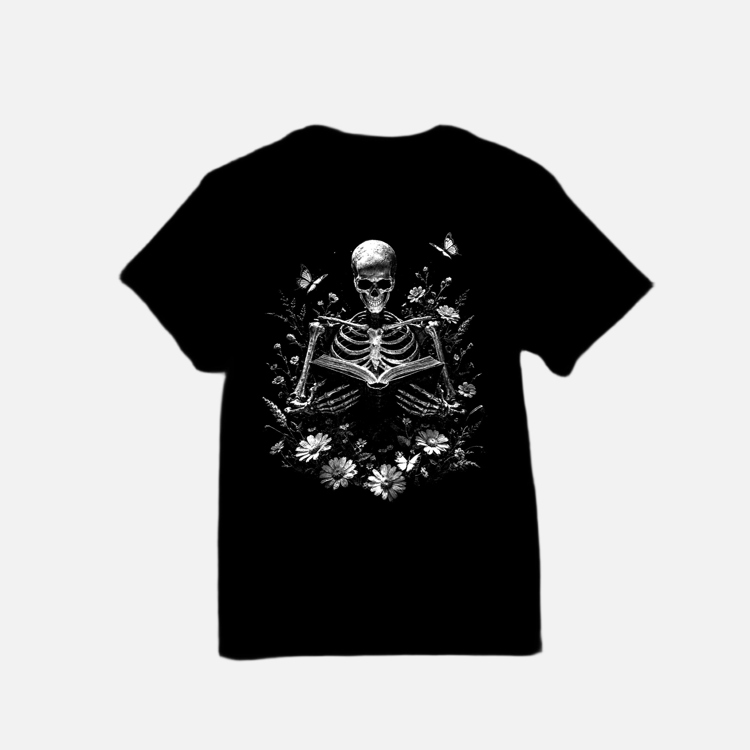 Dark Fairytales Tee – Skeleton Reader Graphic Shirt